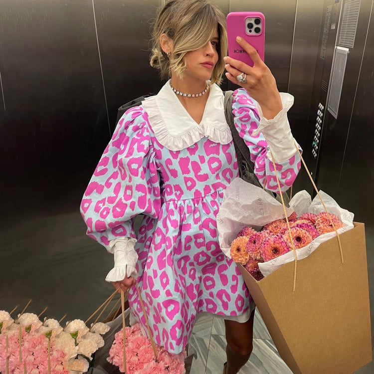 Vestido casual de manga larga con volantes para mujer