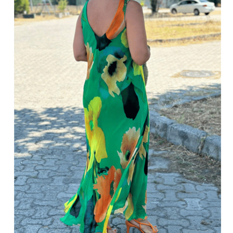 Summer Women Casual Plus Size Floral Printed Sleeveless Dress