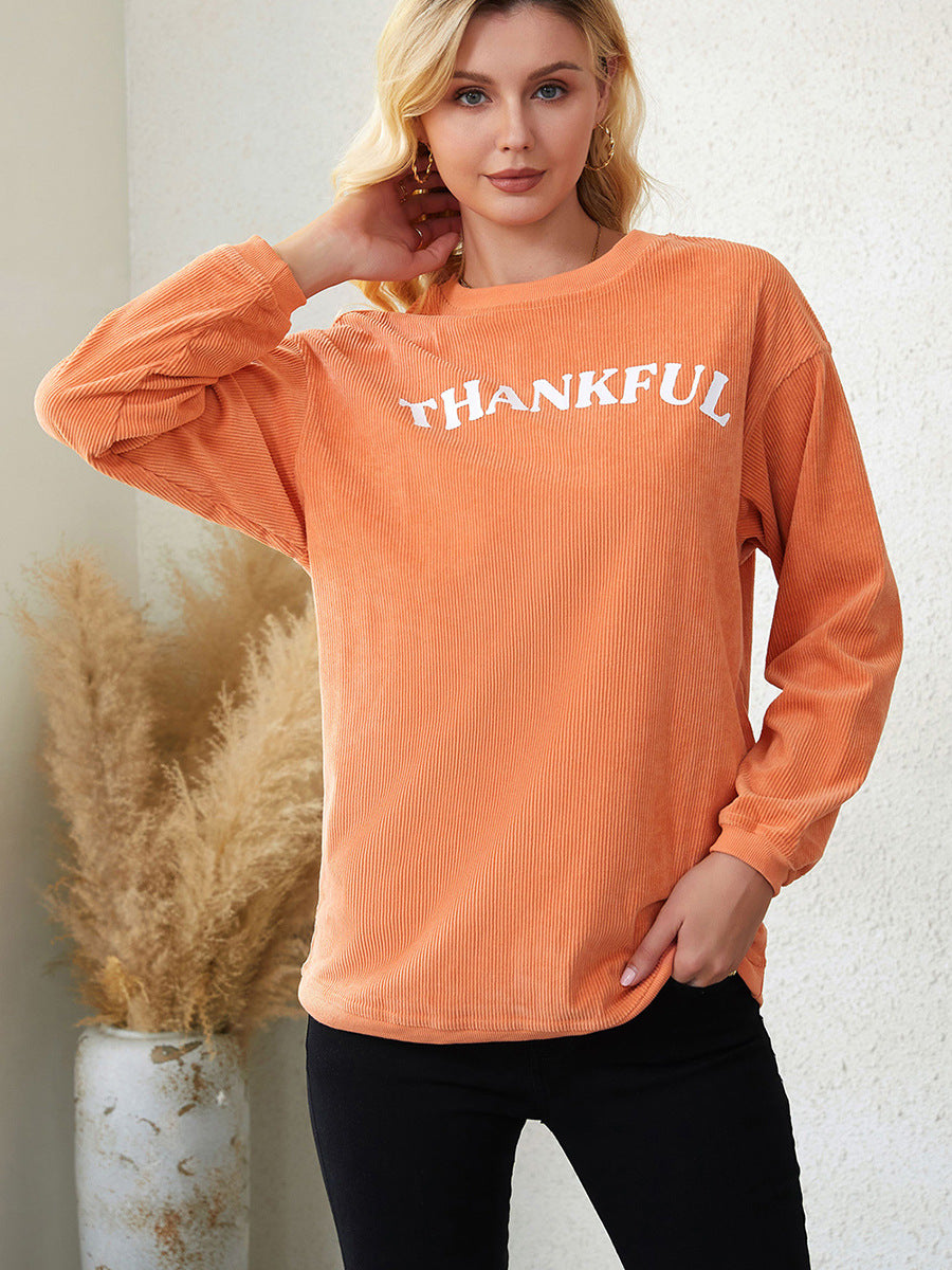 Sudadera informal holgada de manga larga con cuello redondo para mujer de otoño e invierno