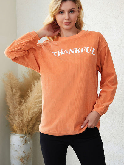 Sudadera informal holgada de manga larga con cuello redondo para mujer de otoño e invierno