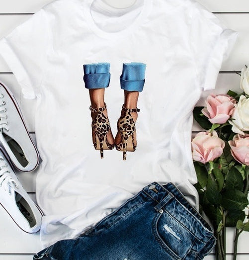 Camiseta holgada informal de manga corta con estampado floral para mujer