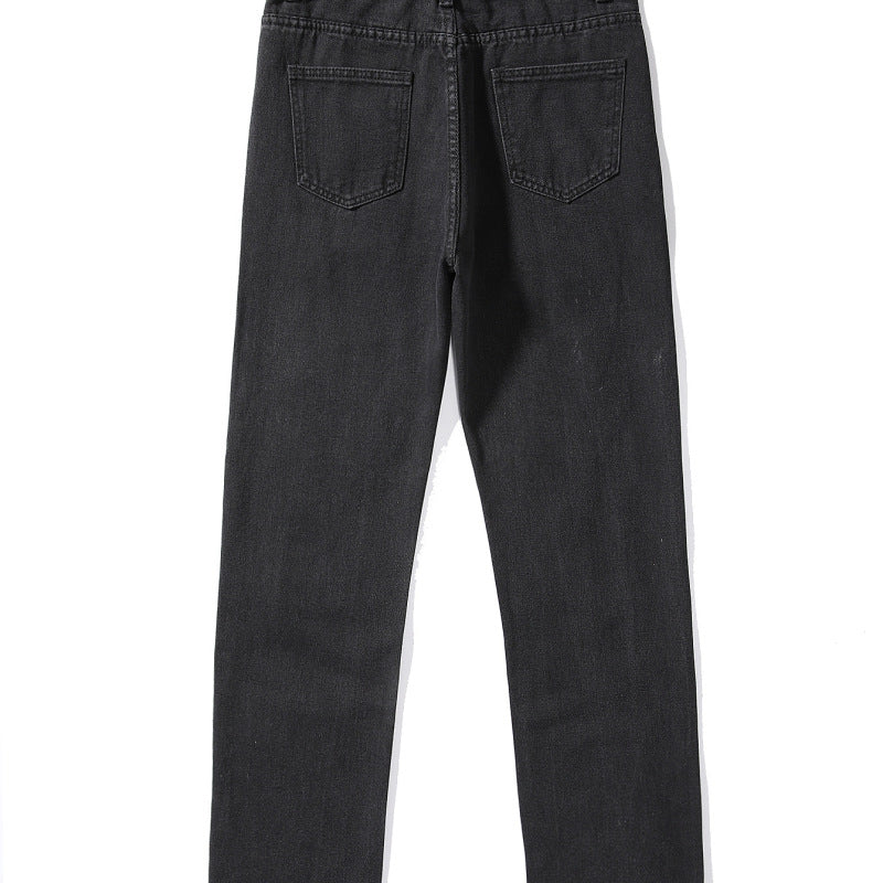 Vaqueros de cintura alta para mujer, de color liso, rotos, informales, a la moda