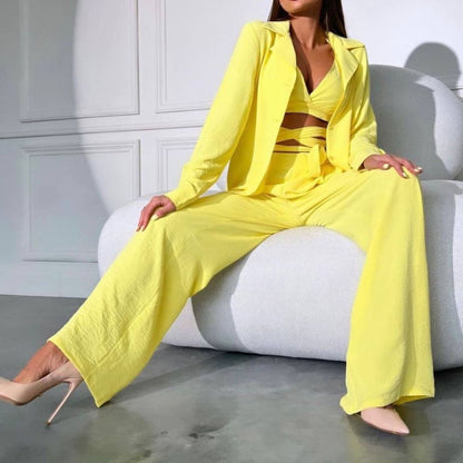 Conjunto de tres piezas formado por camisola y pantalón, informal, a la moda, para mujer