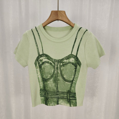 Camiseta de manga corta con estampado casual de moda para mujer