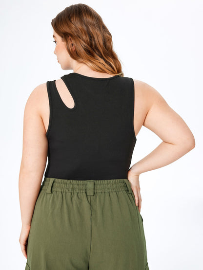 Summer Women Fashion Plus Size Casual Round Neck Hollow Sleeveless Top
