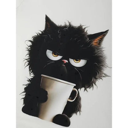 Camiseta informal de manga corta con estampado de gato para mujer