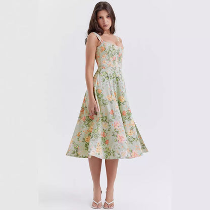 Vestido informal elegante con estampado floral y abertura lateral para mujer