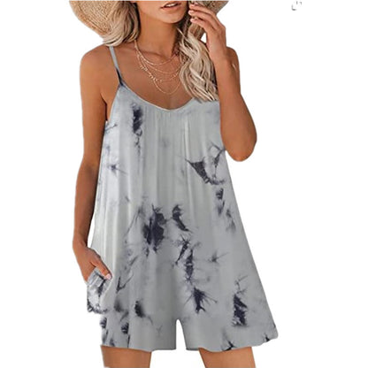 Mono informal con tirantes holgados y estampado tie-dye para mujer