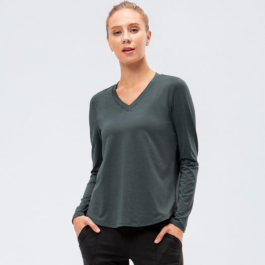 Camiseta deportiva de manga larga para mujer, informal, de secado rápido, transpirable, para correr, entrenar, yoga