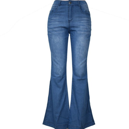 Vaqueros acampanados de cintura alta informales a la moda para mujer