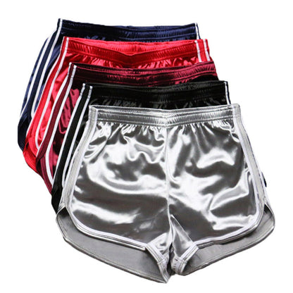 Summer Women Casual Color Blocking Elastic High Waist Sports Shorts
