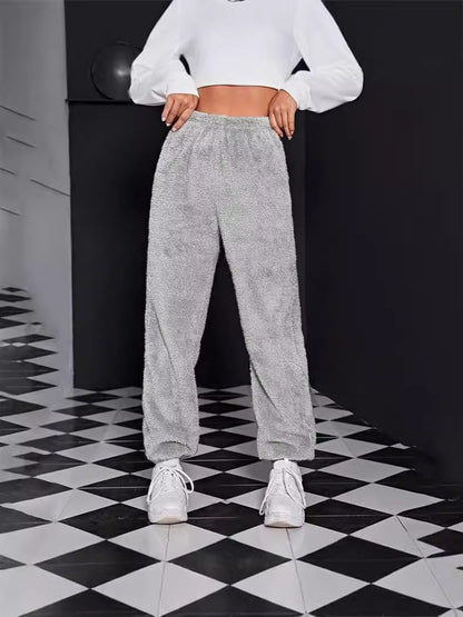 Autumn And Winter Women Casual Solid Color Plush Pants