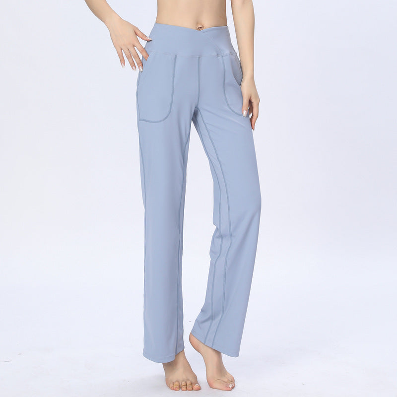 Women Casual Solid Color Yoga High Waist Sports Pants