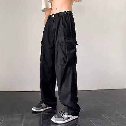 Women Fashion Casual Solid Color Loose Cargo Pants