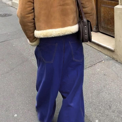 Women Fashion Casual Loose Pockets Wide Leg Pants