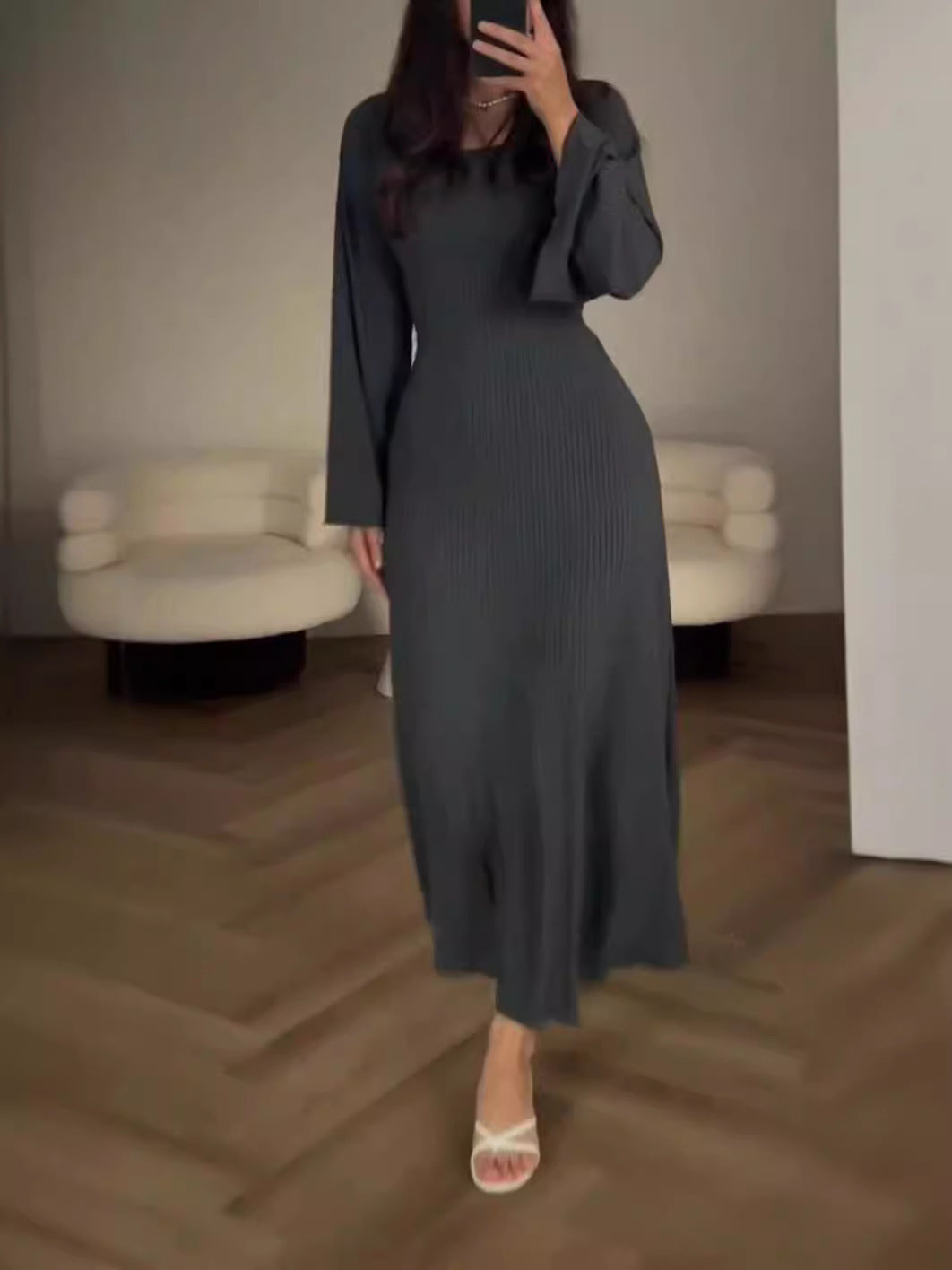 Women Fashion Long Sleeve Loose Casual Dress