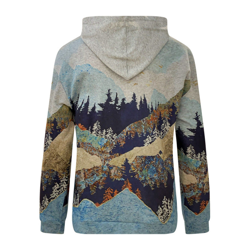Sudadera con capucha de manga larga con estampado gráfico de otoño para mujer