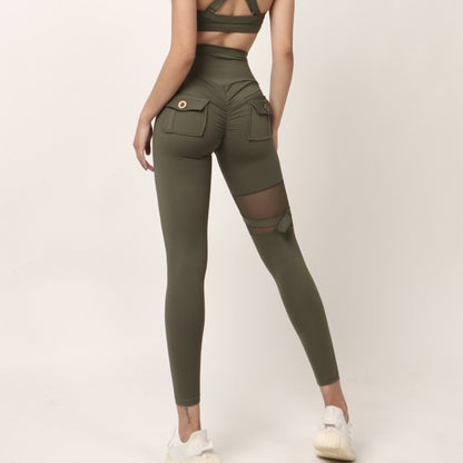 Fashion Casual Women'S Tight See-Through Sports High-Waist Spliced Pants