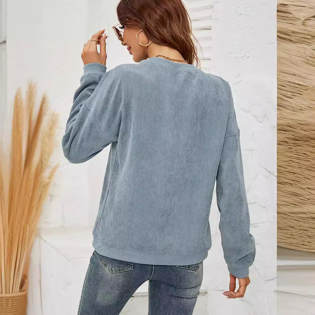 Women Casual Corduroy Blank Sweatshirts