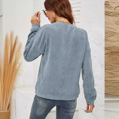 Women Casual Corduroy Blank Sweatshirts