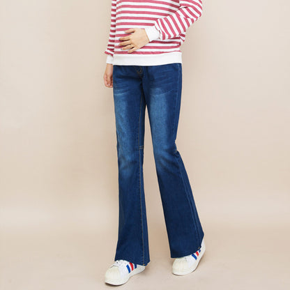 Pantalones vaqueros de maternidad acampanados, informales, elásticos y a la moda para embarazadas