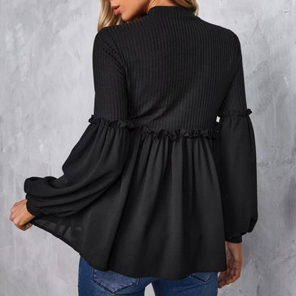 Blusa de maternidad informal de manga larga abullonada para mujer embarazada