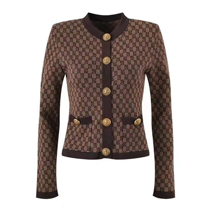 Conjunto de dos piezas de chaleco de punto sin mangas retro informal para mujer con hebilla de metal y pantalones de pierna ancha