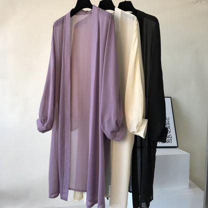 Women Casual Beach Vacation Sunscreen Chiffon Cardigan Jacket