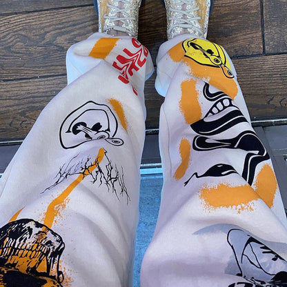 Women Fashion Casual Halloween Printing Brushed Jogger Pants