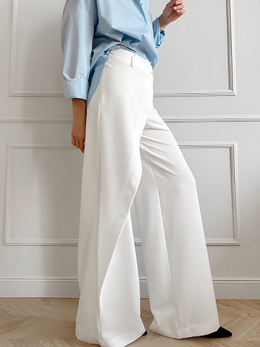Pantalones casuales de cintura alta asimétricos de color sólido para mujer