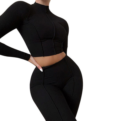Conjunto de dos piezas formado por pantalón y pantalón informal, cintura alta, ajustado, manga larga y pantalón.