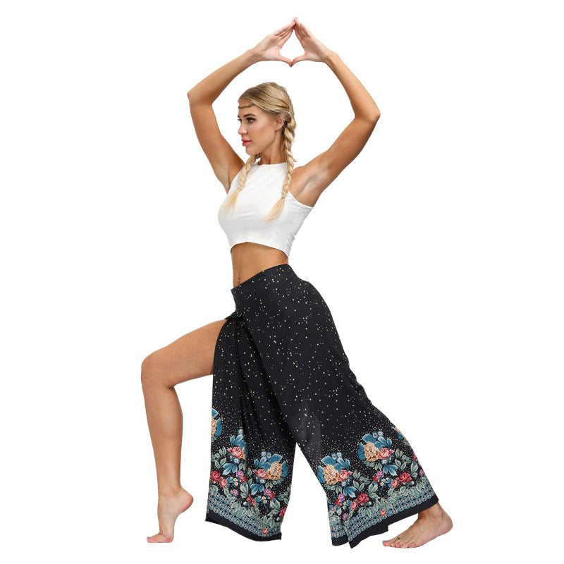 Women Fashion Casual Print Wide-Leg Pants