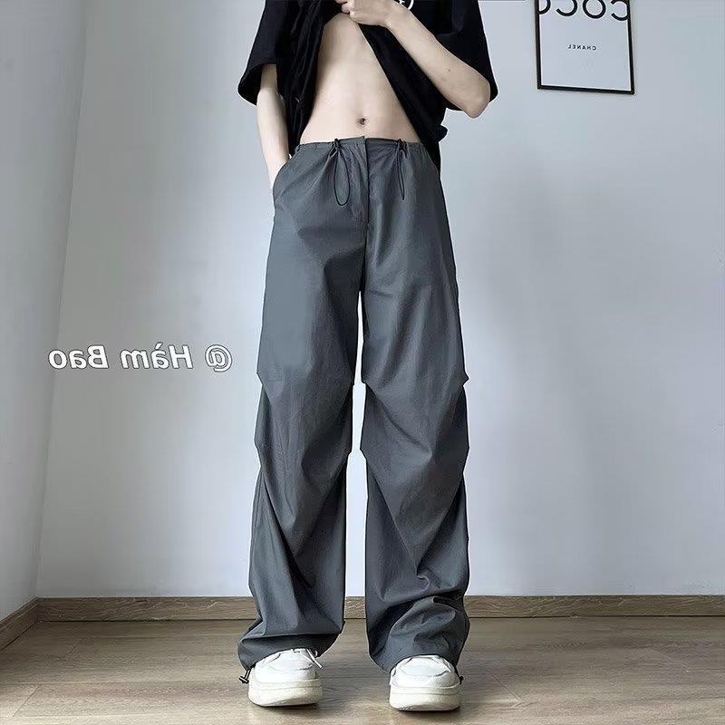 Women Fashion Casual Solid Color Loose Straight Pants