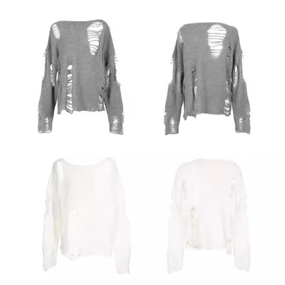 Suéter de punto holgado y acogedor para mujer, informal, con hombros inclinados