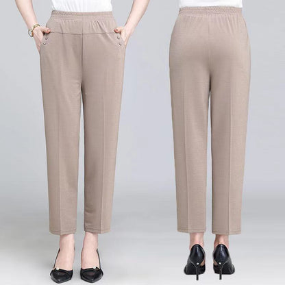 Women'S Casual High Waist Loose Cropped Pants