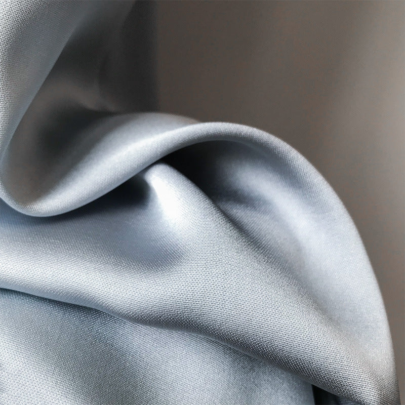 Summer Women Basic Sleeveless Casual Satin Sexy Solid Color V Neck Dress