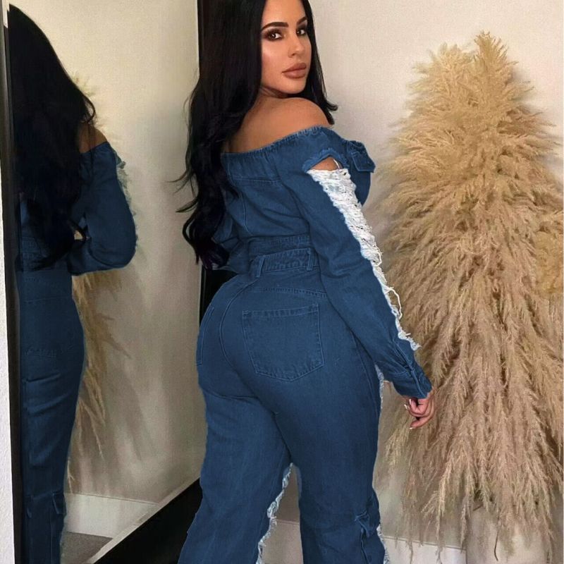 Women Fashion Casual Ripped Jeans