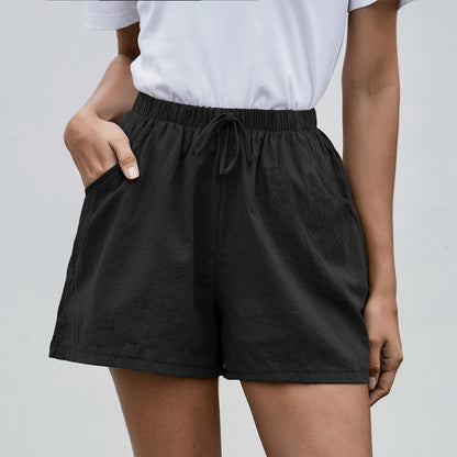 Women Fashion Casual Solid Color Loose Wide Leg Shorts