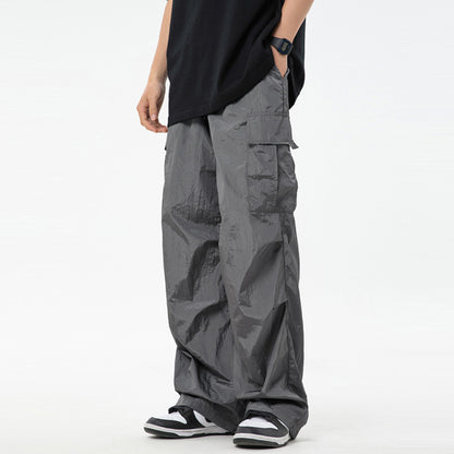 Women Simple Metal Nylon Sports Casual Cargo Pants