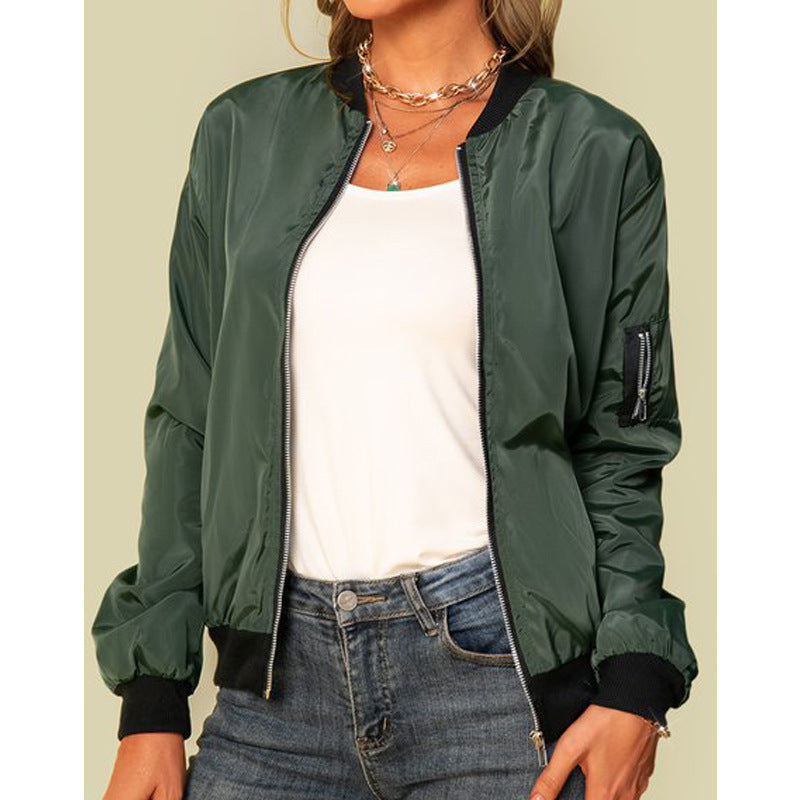 Chaqueta de manga larga con cremallera para mujer, informal, de moda, para invierno y otoño
