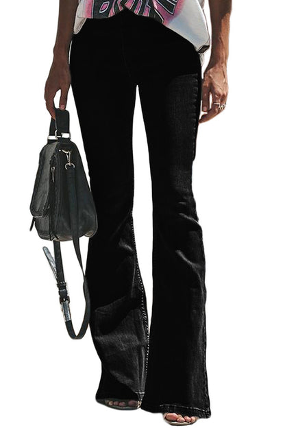 Pantalones vaqueros acampanados de color liso para mujer, estilo casual, a la moda