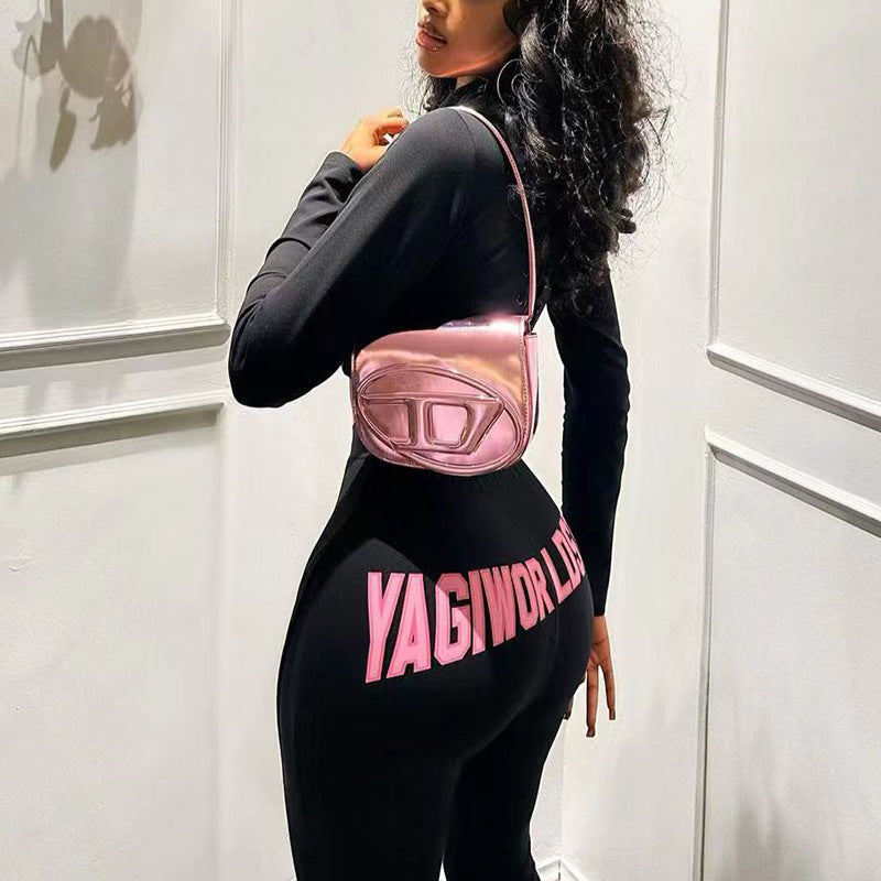 Conjunto de dos piezas de chaqueta y pantalones ajustados de punto con cremallera y manga larga para mujer