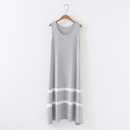 Women Casual Color Matching Sleeveless Loose Sundress