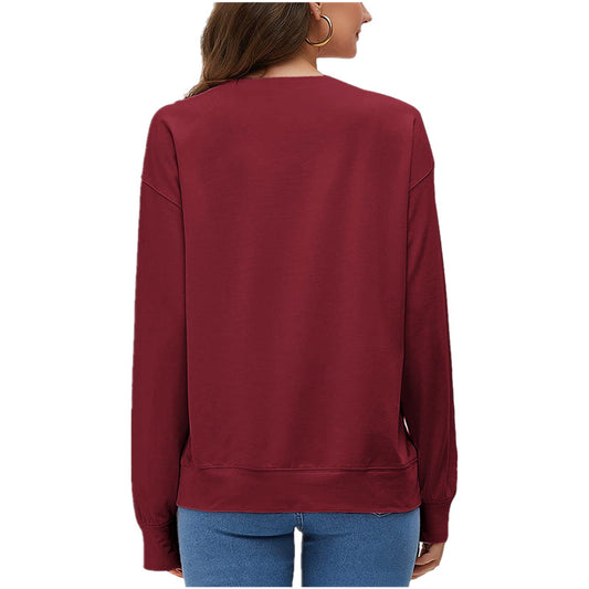 Sudadera de manga larga con cuello redondo y estampado informal a la moda para mujeres embarazadas