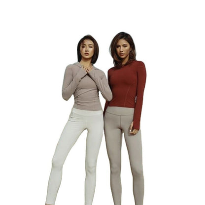 Sudadera deportiva informal de manga larga con capucha y elástico para mujer