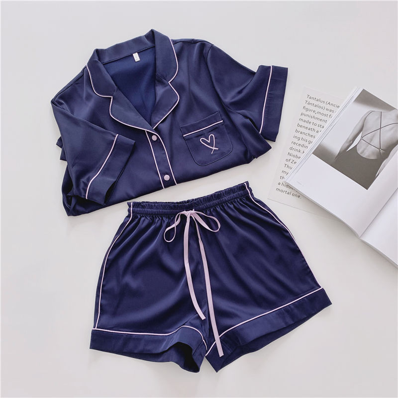 Women'S Casual Short Sleeve Top And Shorts Set Pajamas