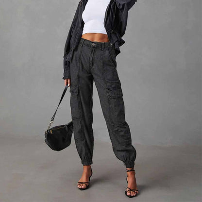 Pantalones vaqueros cargo holgados informales a la moda para mujer