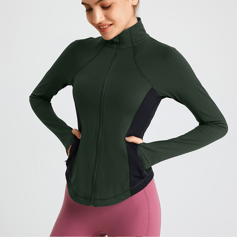 Women Fashion Casual Long Sleeve Zipper Cardigan Stretch Quick Dry Running Yoga Sports Jacket