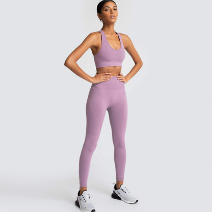Conjunto deportivo de 2 piezas para mujer, informal, de color sólido, sin mangas, con pantalones ajustados