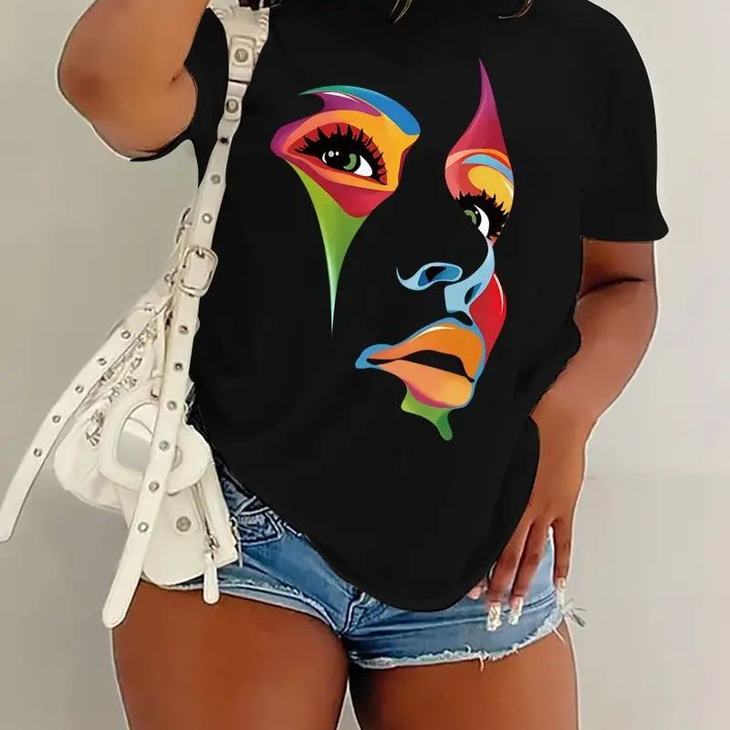 Women Casual Cartoon Girl'S Printed Short-Sleeved T-Shirt